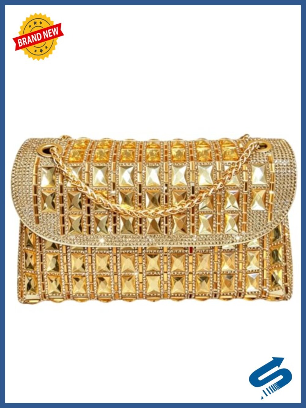 Rhinestone Evening Clutch Sparkly 3D Gem Purse for Women Party Bag